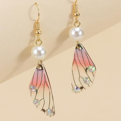 Retro Temperament Butterfly Wings Long Bridal Earrings Ladies Fashion Animal Earrings Simulation Earrings