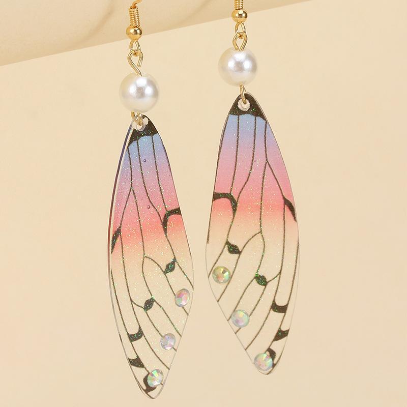 Retro Temperament Butterfly Wings Long Bridal Earrings Ladies Fashion Animal Earrings Simulation Earrings