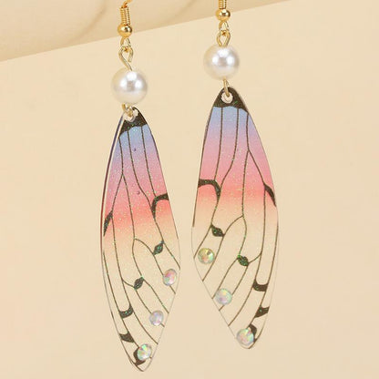 Retro Temperament Butterfly Wings Long Bridal Earrings Ladies Fashion Animal Earrings Simulation Earrings