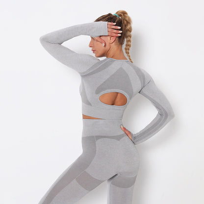 Sexy Open Navel Top Women'S Tight Quick Dry Exercise Long Sleeve Running Fitness Yoga Suit Breathable T-Shirt
