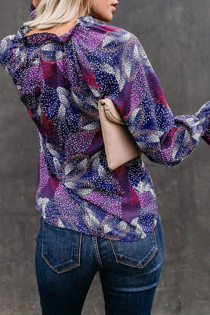 Summer Casual Loose Printing Long-Sleeved V-Neck Shirt