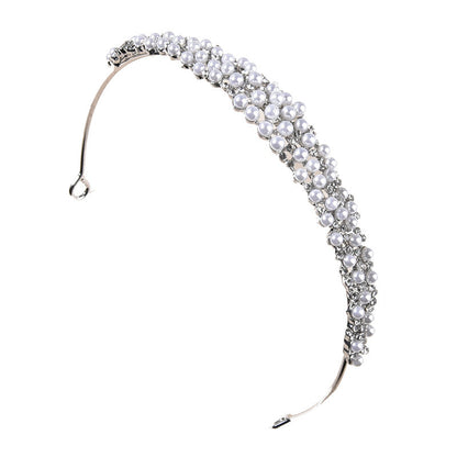Bridal Wedding Veil Alloy Pearl Rhinestone Crown Hair Accessory