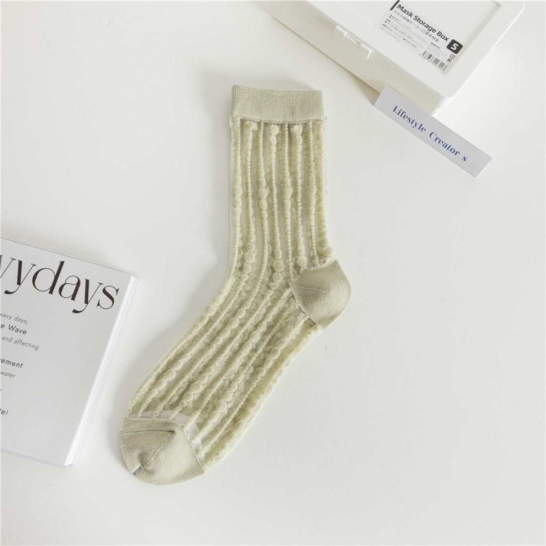 Rufia - Polka Dot &amp; Striped Sheer Crew Socks