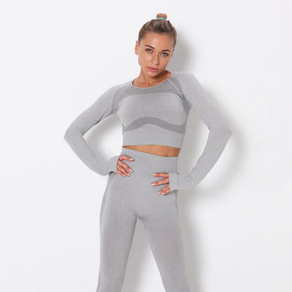 Sexy Open Navel Top Women'S Tight Quick Dry Exercise Long Sleeve Running Fitness Yoga Suit Breathable T-Shirt