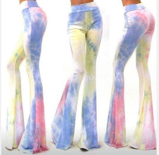 New Tie-Dye Print Fashion Slim Flared Pants