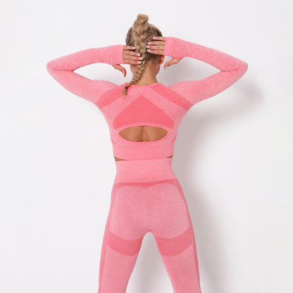 Sexy Open Navel Top Women'S Tight Quick Dry Exercise Long Sleeve Running Fitness Yoga Suit Breathable T-Shirt
