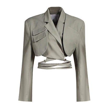 Women'S Asymmetrical Mini Skirt Suit Set Trendy Polyester
