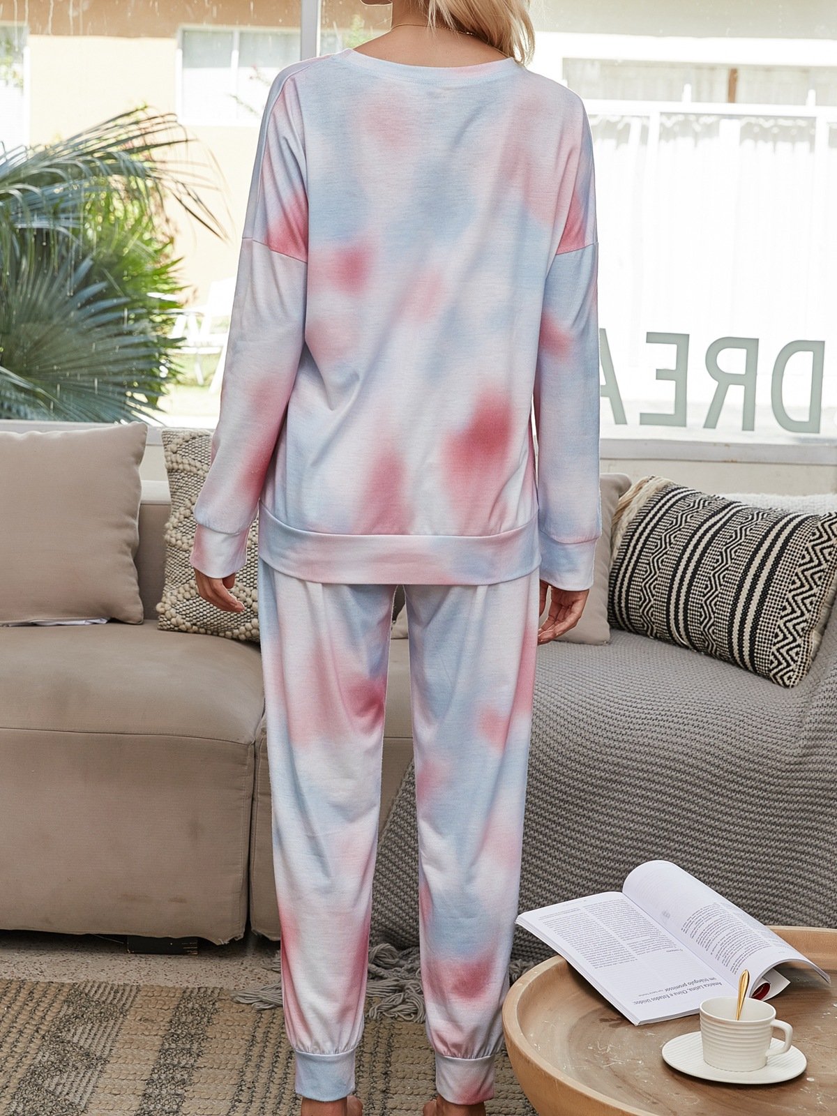 Autumn Women'S Gradient Pajamas Tie-Dyed Long-Sleeved Trousers Home Service Two-Piece Suit