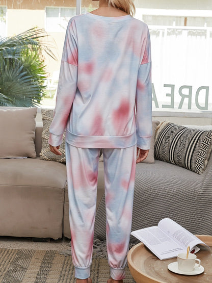 Autumn Women'S Gradient Pajamas Tie-Dyed Long-Sleeved Trousers Home Service Two-Piece Suit