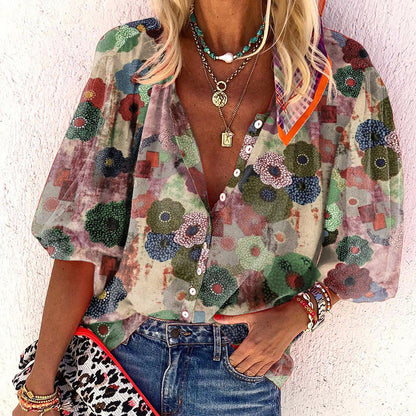 Floral Print Long Sleeve Shirt Comfortable Casual Style