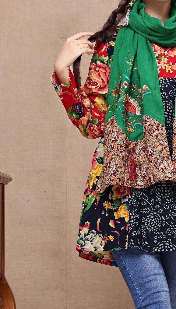 Ethnic Cotton And Linen Wild Long Embroidery Flower Shawl Scarf