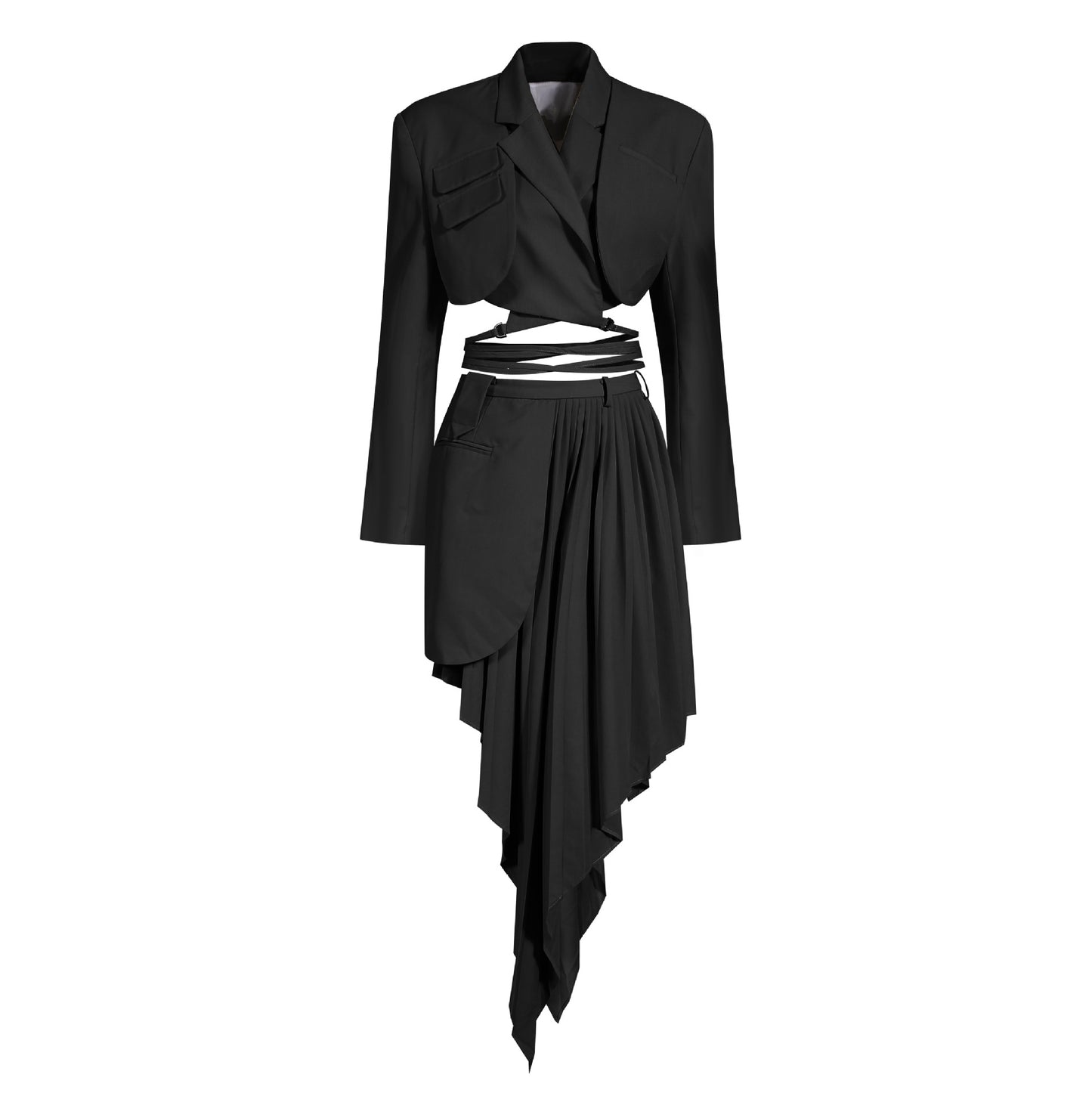 Women'S Asymmetrical Mini Skirt Suit Set Trendy Polyester