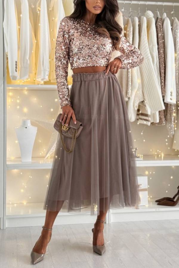 GLIMMER gold\u0026silver sequin blouse