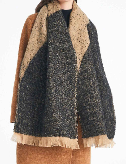 Vintage Color Block Tassel Thick Scarf