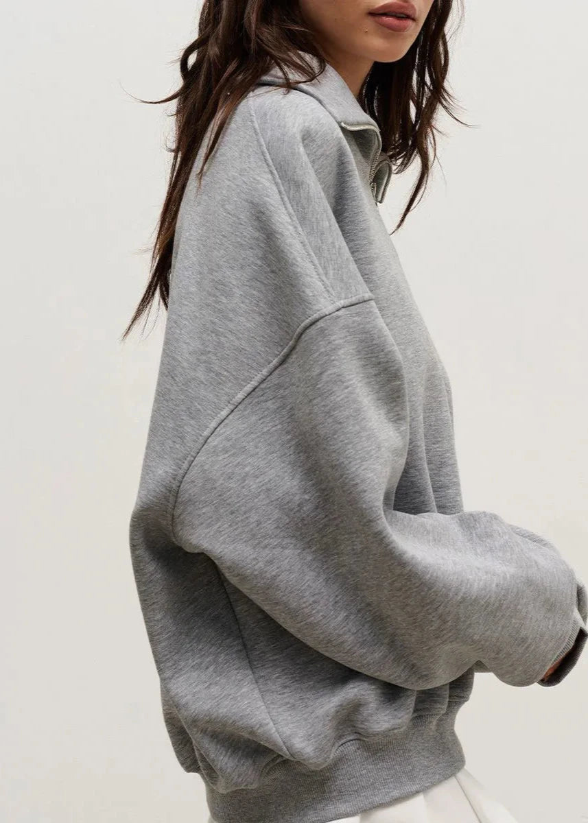 Zip Up Sweater Soft Fabric Casual Style