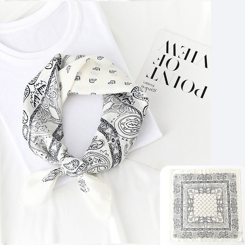 Vintage Double-Sided Printed Square Silk Imitation Scarf