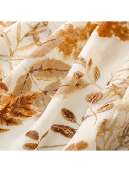 Scarvii - Leaf Print Long Thin Scarf - Versatile &amp; Stylish