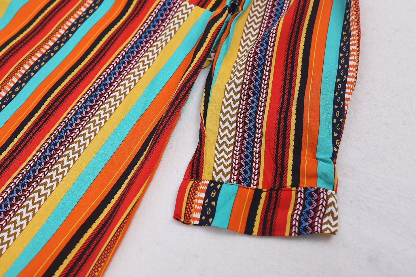 New Shirt Collar Color Strip Button Belt Beach Cover Up