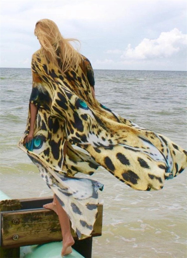 New Tiger Print Beach Sunscreen Shirt Loose Sexy Cover Up