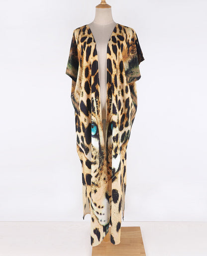 New Tiger Print Beach Sunscreen Shirt Loose Sexy Cover Up