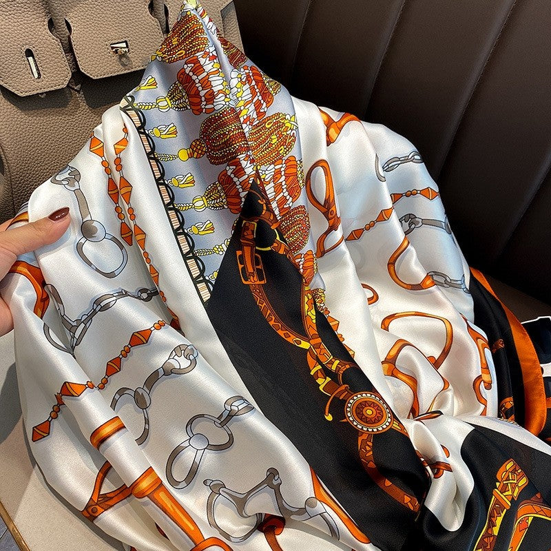 Long Printed Silk Scarf