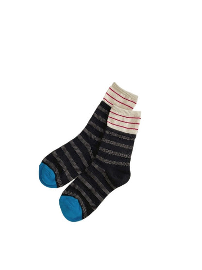 Rufia - Colorful Patchwork Stripe Mid-Calf Socks - Classic &amp; Fresh