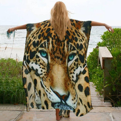 New Tiger Print Beach Sunscreen Shirt Loose Sexy Cover Up