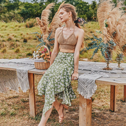 Summer Small Daisy Slim A-Line Skirt Printed Trend Skirt