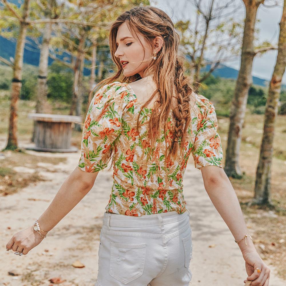 Summer Retro French Slimming Belly Waist Top T-Shirt