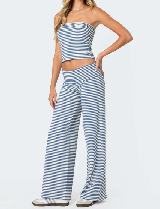 Striped Elastic Waist Sporty Casual Pants