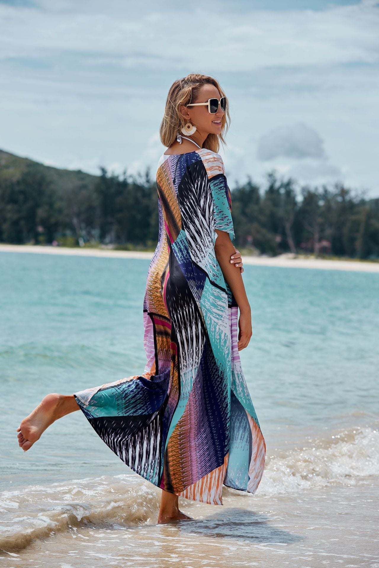 Beach Blouse Positioning Print Bikini Sunscreen Holiday Dress