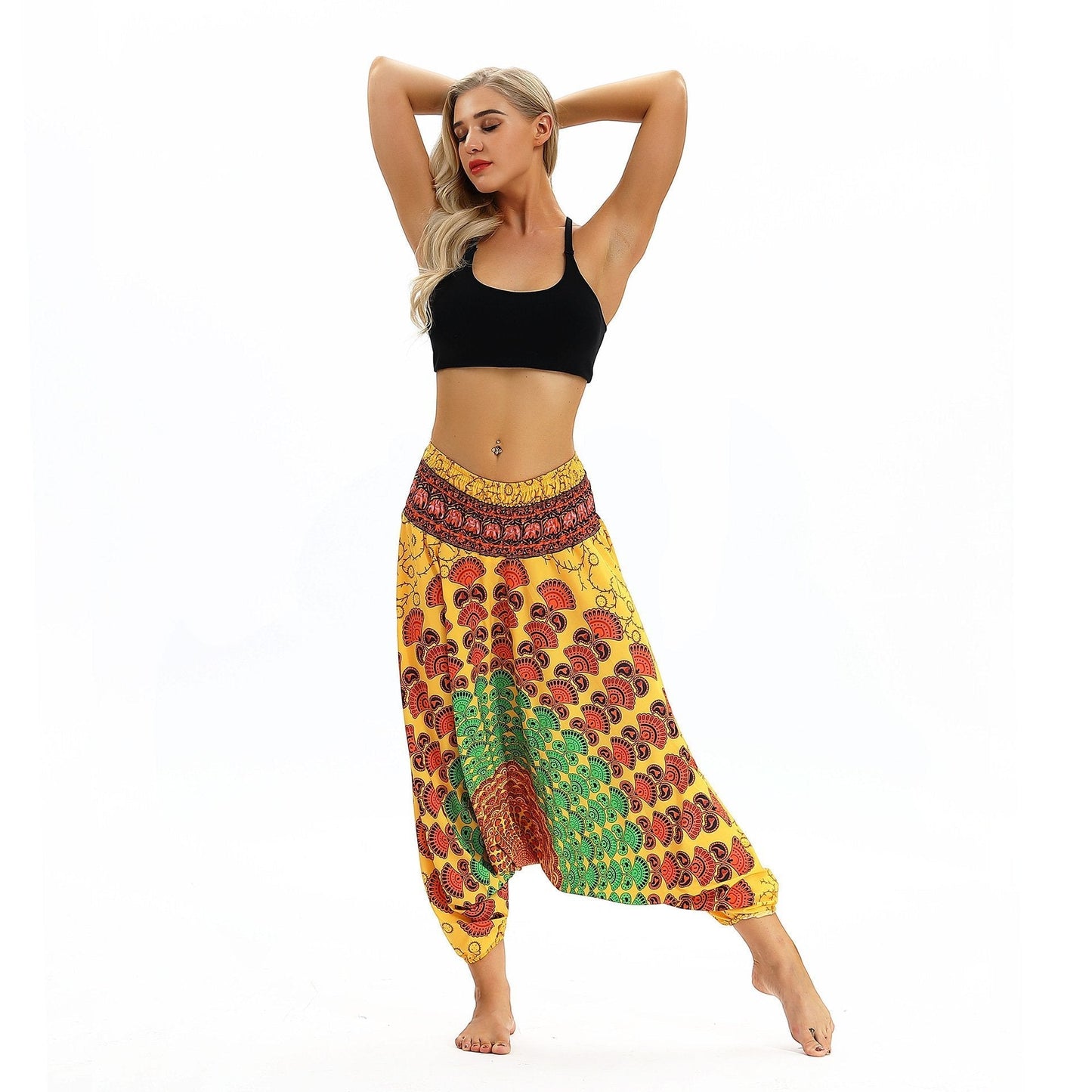 Leisure Digital Printing Loose Fitness Yoga Wide-Leg Dance Bloomers