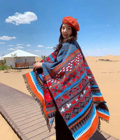 Nepal Tibet Ethnic Wind Cloak, Female Hooded Cloak Coat Scarf