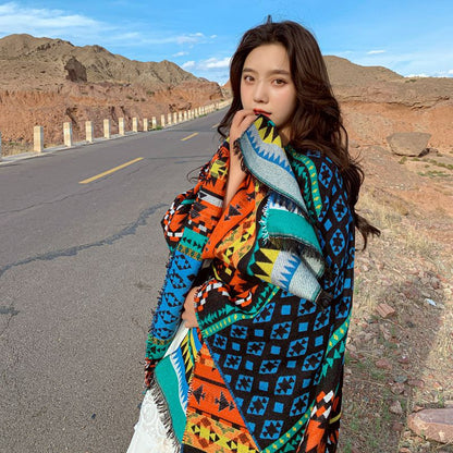 Nepal Tibet Ethnic Wind Cloak, Female Hooded Cloak Coat Scarf