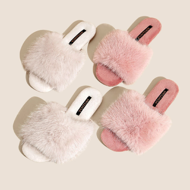 Fuzzy Faux Fur Warm Non-Slip Indoor Slippers