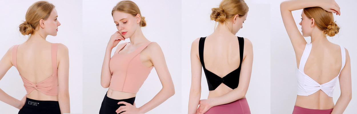 Solid Color Yoga Sports Vest Female Beauty Back Wrapped Chest Shock-Proof Quick Dry Sling Pula Raised Bulletbar