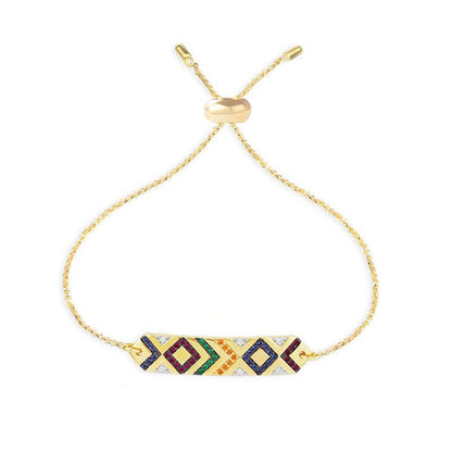 Colorful Ethnic Bracelet Female Retro Diamond Devil'S Eye Couple Bracelet Colored Gems