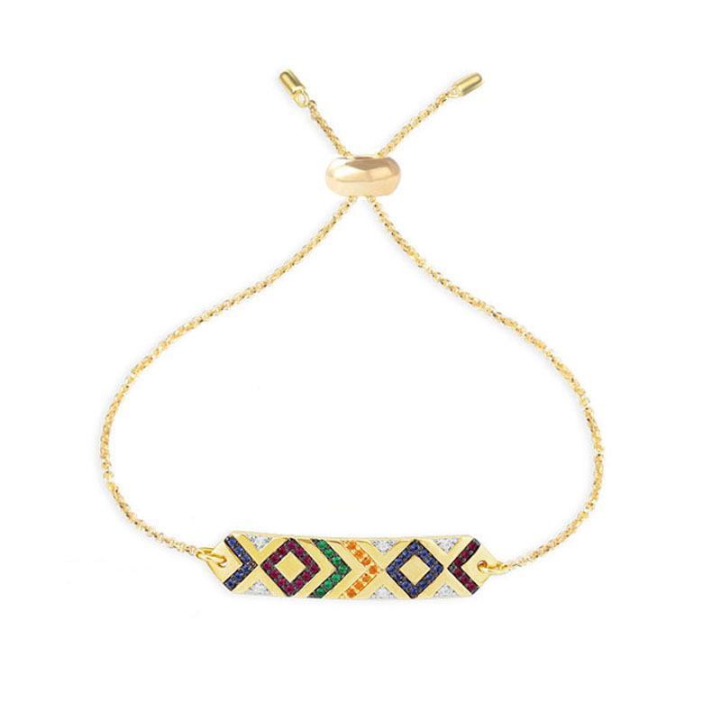 Colorful Ethnic Bracelet Female Retro Diamond Devil'S Eye Couple Bracelet Colored Gems