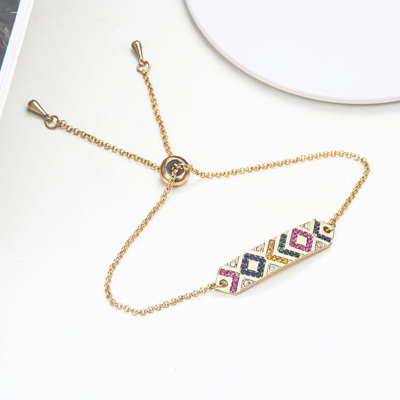 Colorful Ethnic Bracelet Female Retro Diamond Devil'S Eye Couple Bracelet Colored Gems