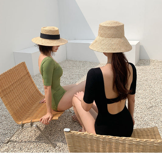 One Piece Swimsuit Women Slim Back Platycodon Square Collar Small Fresh Small Chest Bikini