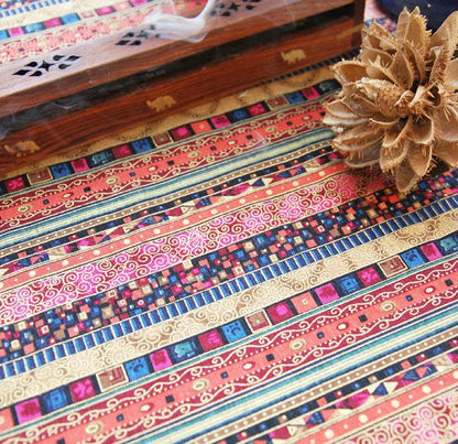 Cotton And Linen Table Linen Tablecloth Tea Table Cloth Square Tablecloth National Wind Bronzing Lace Cotton And Linen Tablecloth