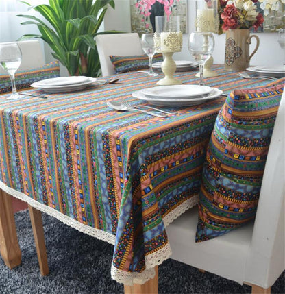 Cotton And Linen Table Linen Tablecloth Tea Table Cloth Square Tablecloth National Wind Bronzing Lace Cotton And Linen Tablecloth