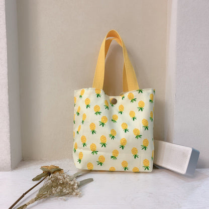 Mini Floral Canvas Tote Bag Cute Soft Cotton Handbag