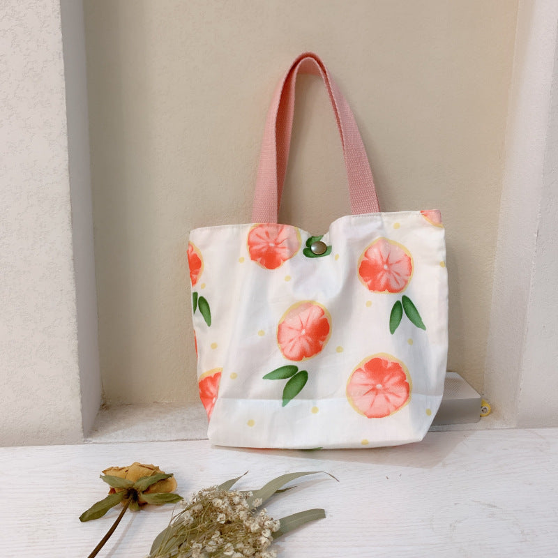 Mini Floral Canvas Tote Bag Cute Soft Cotton Handbag