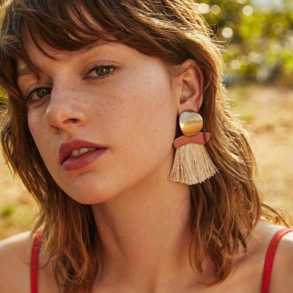 High Quality Vintage Handmade Tassel Pendant Long Stud Earring For Women Ear Party Jewelry