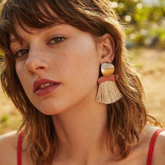 High Quality Vintage Handmade Tassel Pendant Long Stud Earring For Women Ear Party Jewelry