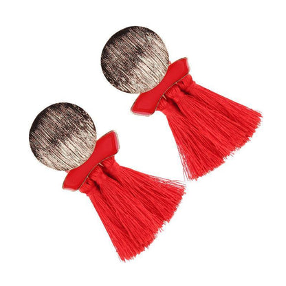 High Quality Vintage Handmade Tassel Pendant Long Stud Earring For Women Ear Party Jewelry