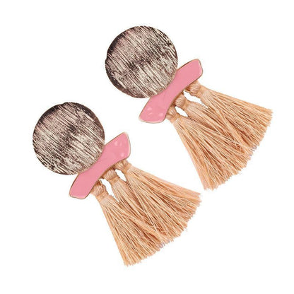 High Quality Vintage Handmade Tassel Pendant Long Stud Earring For Women Ear Party Jewelry