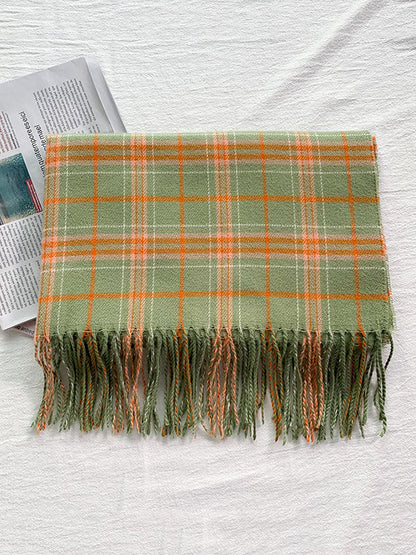 Keep Warm Plaid Tasseled Shawl&Scarf