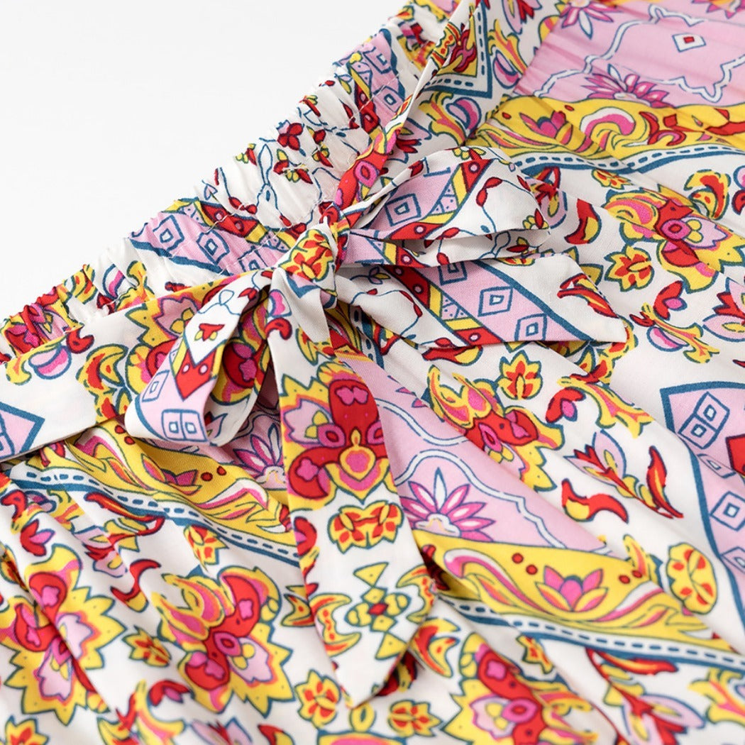 Troposa - Boho Print Top And Pants Set - Colorful &amp; Chic